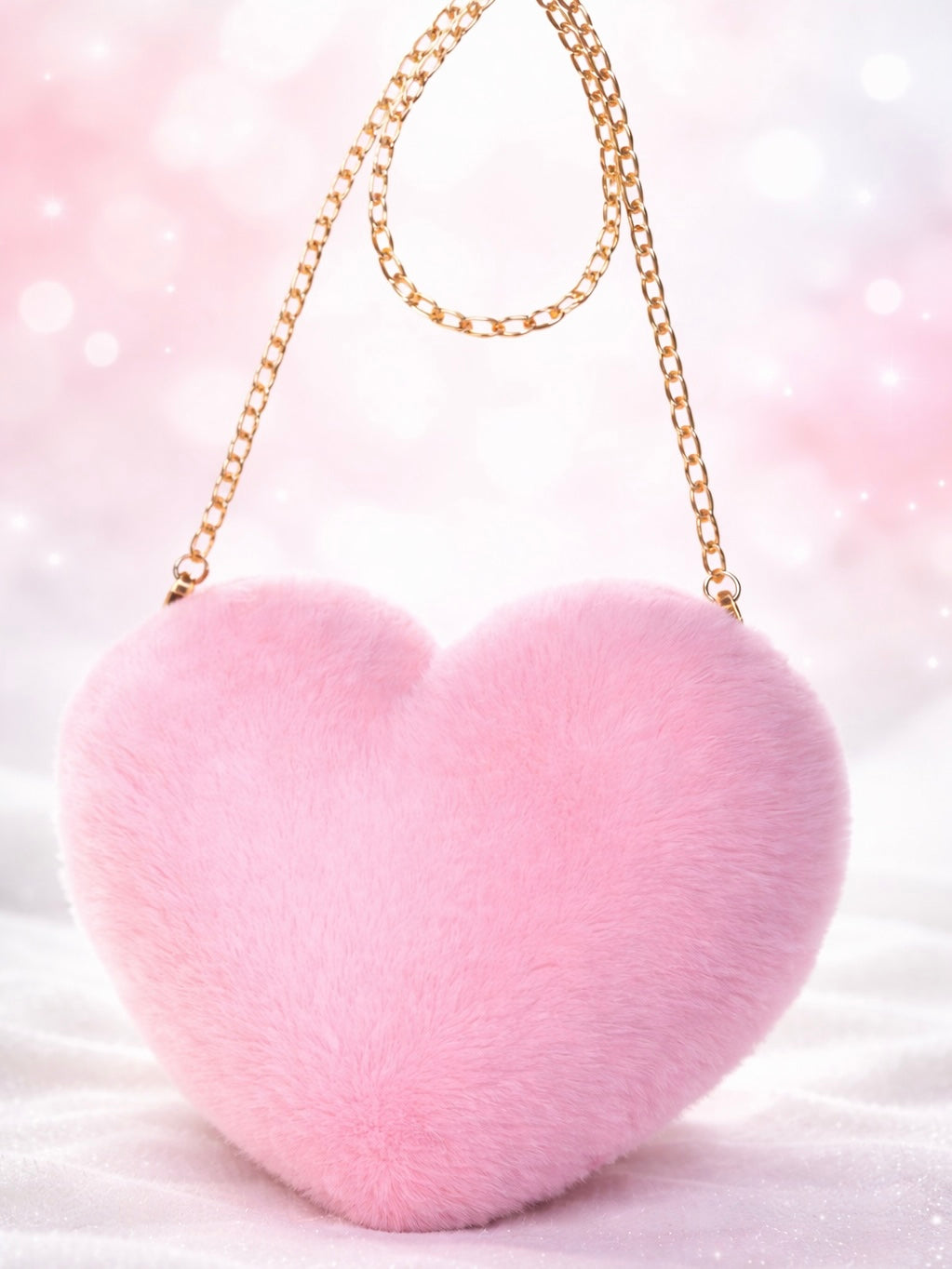 Heart Faux Fur Bag