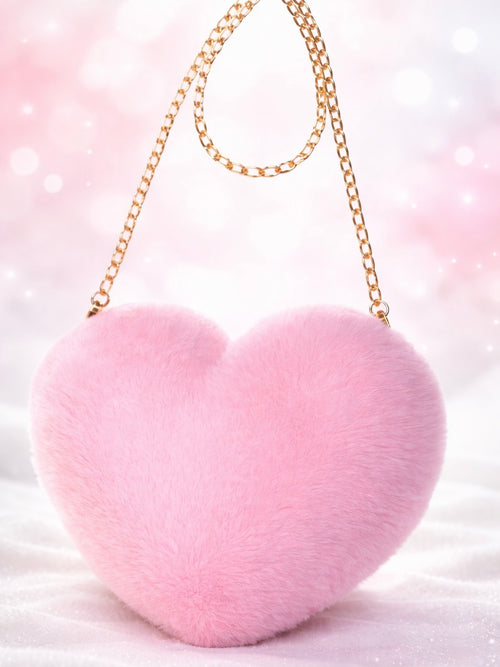 Heart Faux Fur Bag