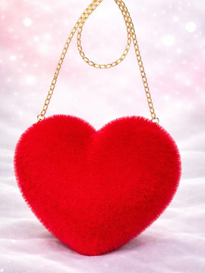 Heart Faux Fur Bag