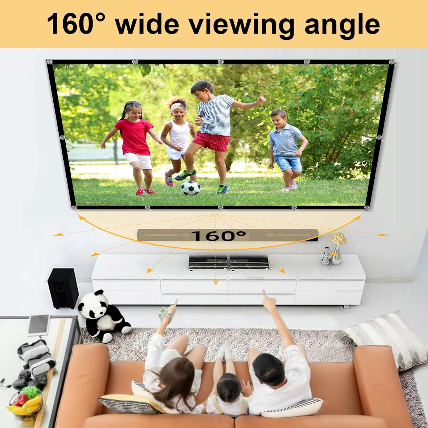 Winy Foldable 120" Projector Screen – Portable,  Washable for Indoor & Outdoor Use